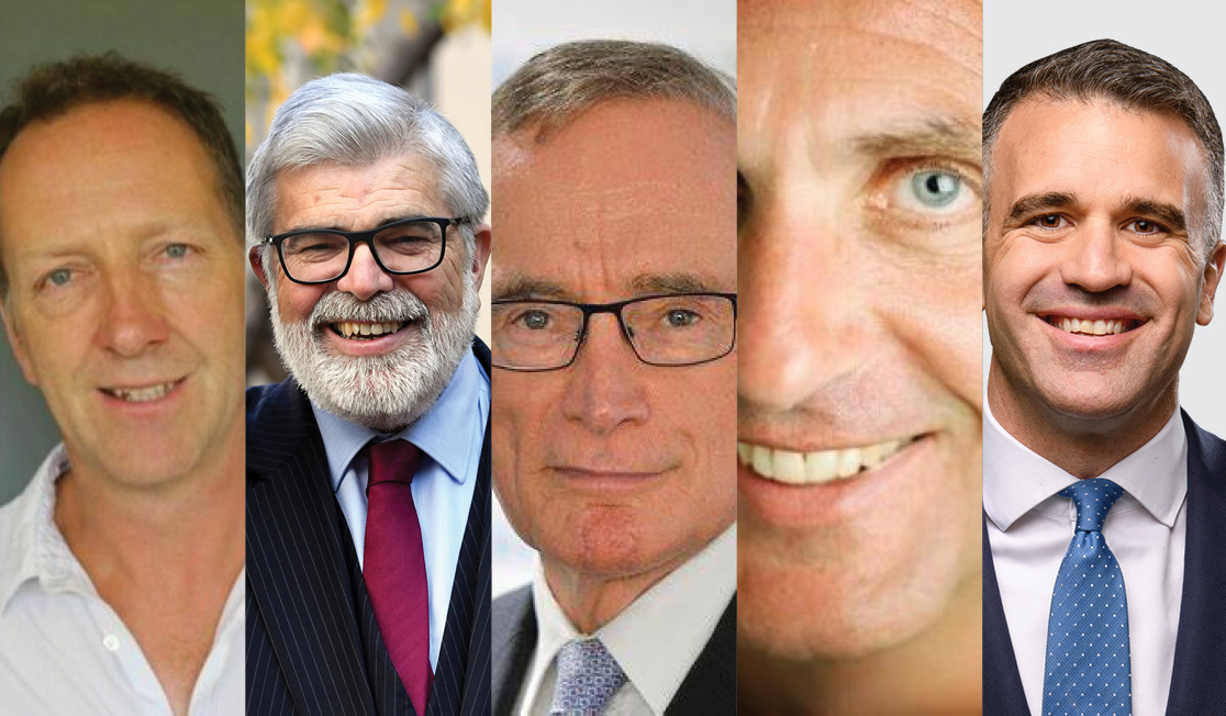 Five headshots of men. They are all dressed formally and smiling.