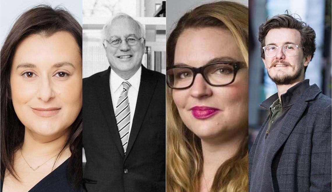 Four headshots of authors smiling.