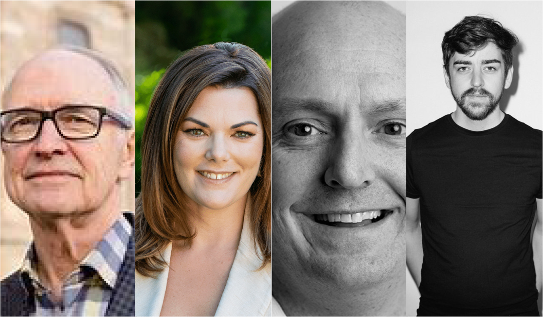 Four headshots of authors smiling.