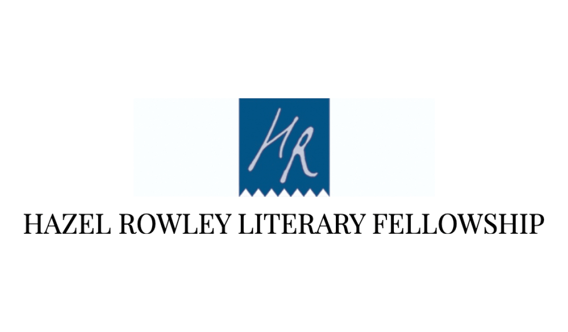 Hazel Rowley Literary Fellowship Logo - blue square with H and R in grey letters