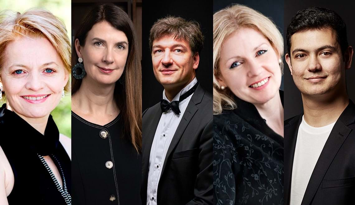 Headshots of musicians from Dancing with Birds