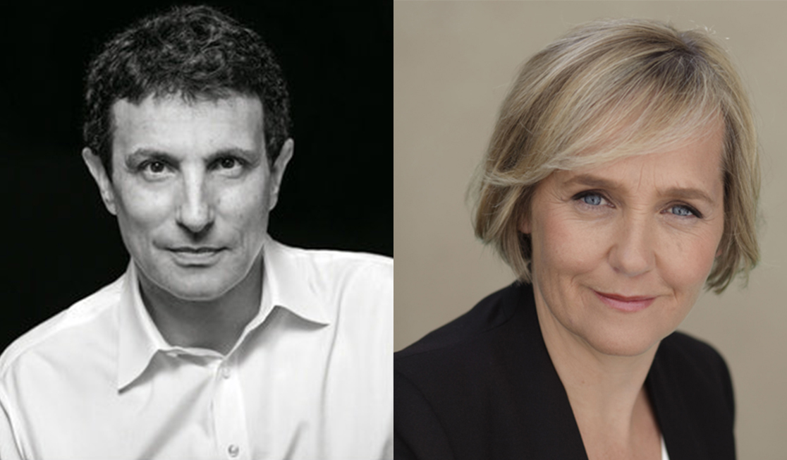 Portraits of The New Yorker Editor David Remnick and ABC journalist Sarah Ferguson