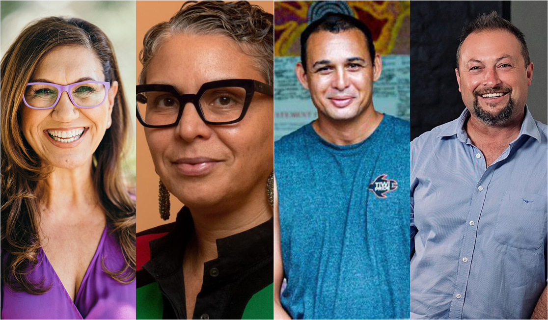 Four author headshots. Two are wearing glasses and all are smiling.