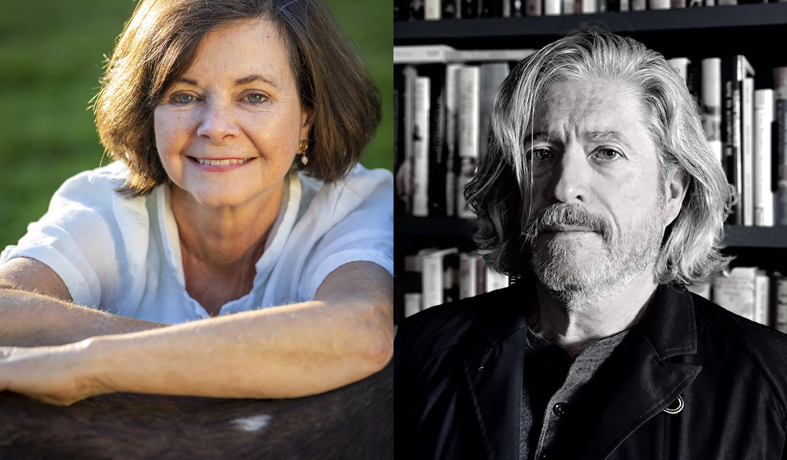 Headshots of Geraldine Brooke and Peter Godwin.