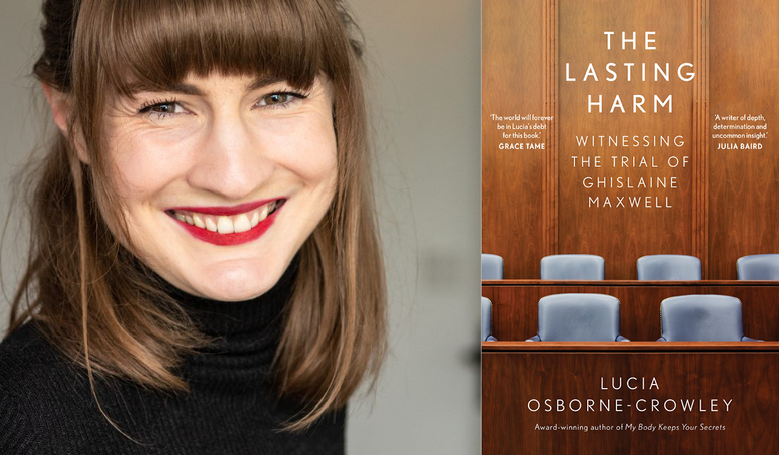 Lucis Osborne-Crowley wears a black skivvy and has shoulder length brown hair and a fringe. Lucia has red lipstick on and is smiling,