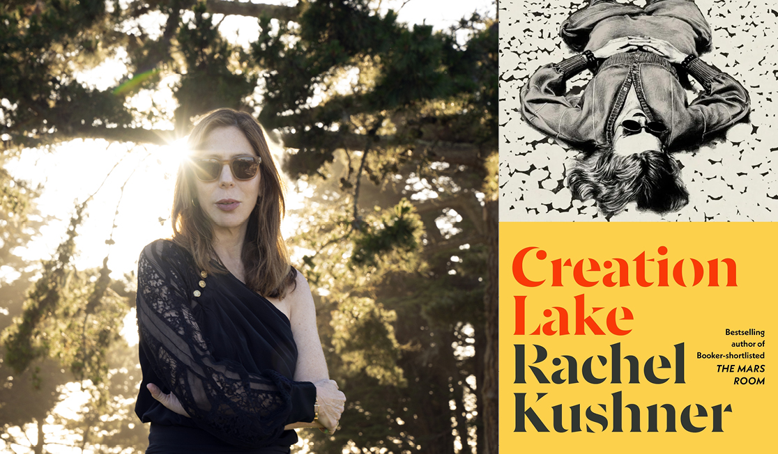 Rachel Kushner wears a dark outfit and sunglasses. Rachel is outdoors and has long dark hair. 