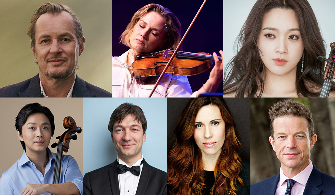 Headshots of seven musicians